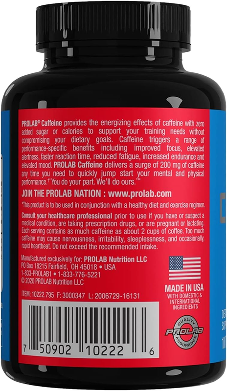 ProLab Caffeine Tablets 100 Count : Health & Household