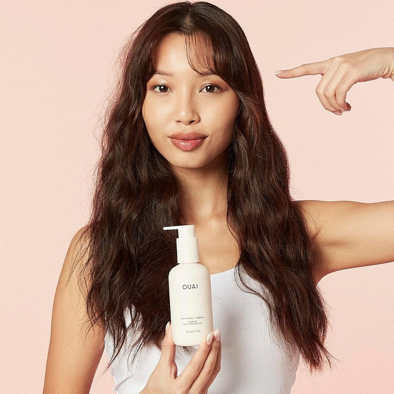 OUAI Anti Frizz Cream - Moisturizing Hair Cream with Frizz Control & Heat Protection - Provides Lasting Hydration with Jackfruit & Beetroot Extract - Paraben, Phthalate & Sulfate Free (6 oz) : Beauty & Personal Care