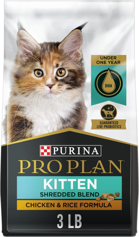 Purina Pro Plan With Probiotics, High Protein Dry Kitten Food, Shredded Blend Chicken & Rice Formula - 3 lb. Bag