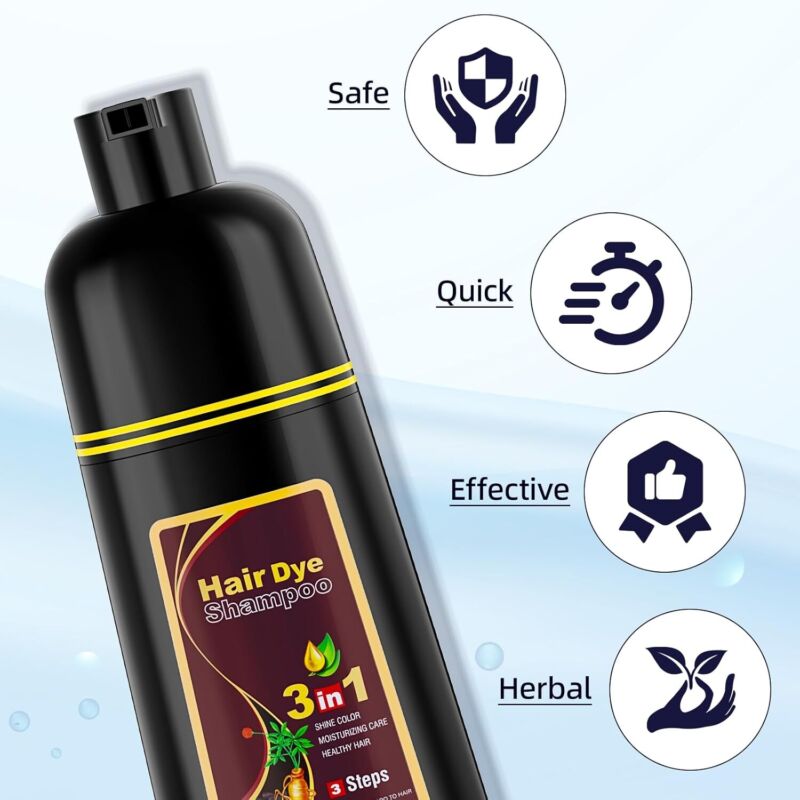 Ivnil Dark Brown Hair Dye Shampoo 3 in 1 for Women/Men Hair Color for Grey Coverage Seimi Permanent Instant Champu Para Canas Mujer for Men - Herbal Natural Dye Cover Gray : Beauty & Personal Care