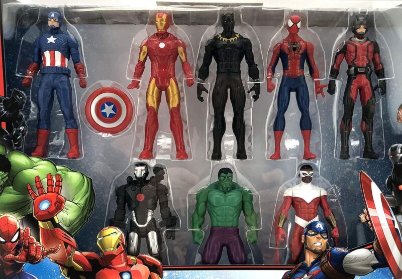 Marvel Avengers Action Figures - Iron Man, Hulk, Black Panther, Captain America, Spider Man, Ant Man, War Machine & Falcon! (8) : Toys & Games