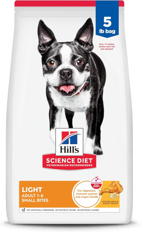 Hill's Science Diet - Light Small Bites Lower Calories, Chicken Meal & Barley Dry Dog Food, 5 LB Bag : Pet Supplies