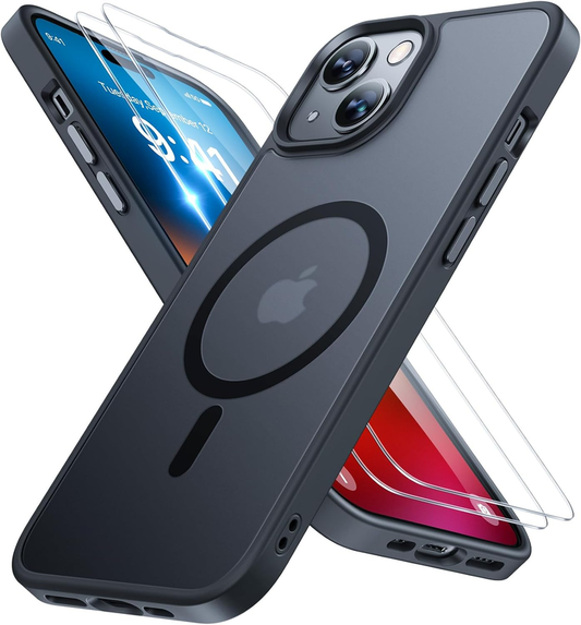 Miracase Magnetic Series for iPhone 15 Case [with 2X Screen Protectors] [Compatible with MagSafe] Military-Grade Protection, Anti-Fingerprint, Magnetic Phone Case for iPhone 15 - Black : Cell Phones & Accessories