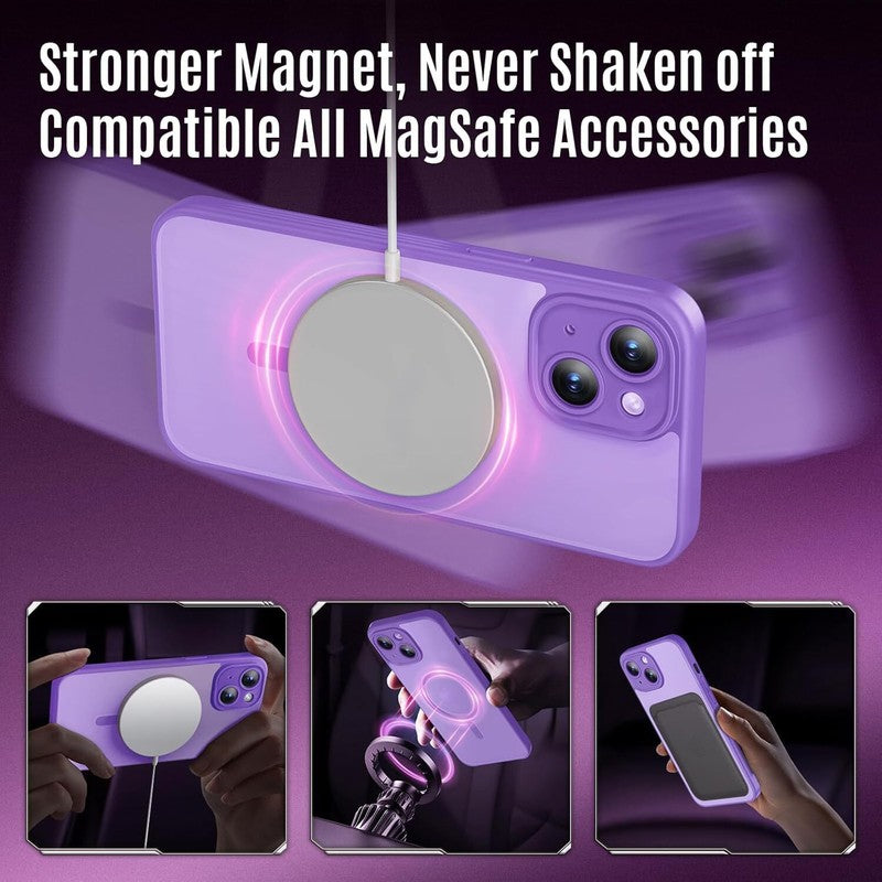 Symcele Designed for iPhone 15 Case, Compatible with MagSafe, with Privacy Screen Protectors X2, [Camera Protection] [15FT Military Drop Protection] Shockproof Phone Case, 6.1", Light Purple : Cell Phones & Accessories
