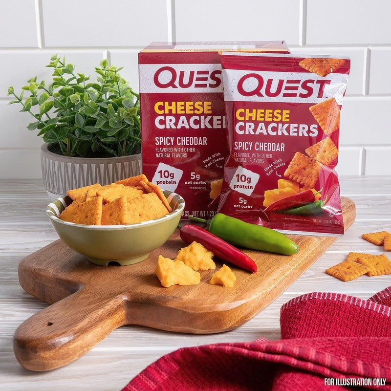 Quest Nutrition Cheese Crackers, Spicy Cheddar Blast, 10g of Protein, Low Carb, Made with Real Cheese, 12 Count (1.06 oz bags) : Quest Nutrition: Health & Household