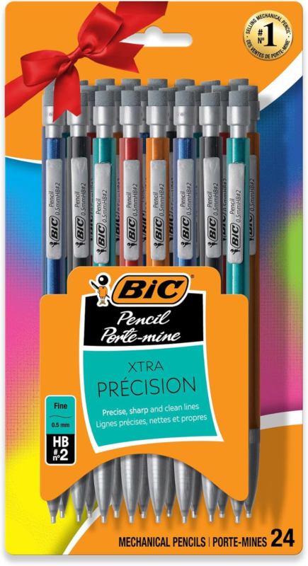 BIC Xtra-Precision Mechanical Pencil, Metallic Barrel, Fine Point (0.5mm), 24-Count, Doesn't Smudge and Erases Cleanly : Office Products