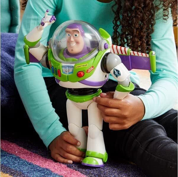 Disney Store Official Buzz Lightyear Interactive Talking Action Figure from Toy Story, Features 10+ English Phrases, Interacts with Other Figures and Toys : Toys & Games