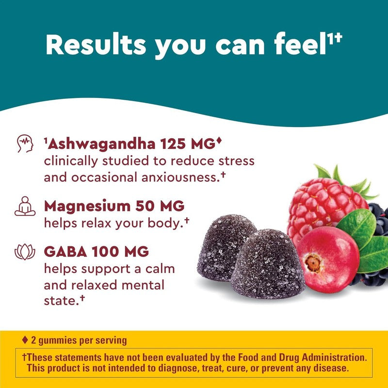 Nature Made Wellblends Calm Mind & Body, Magnesium Citrate, Ashwagandha 125mg & GABA 100mg Blend for Stress Relief, 38 Gummy Vitamins : Health & Household