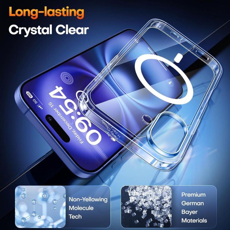 TAURI 3 in 1 for iPhone 16 Plus Case, Compatible with MagSafe [Not-Yellowing] with 2X Screen Protectors, Military-Grade Protection, Slim Magnetic Phone Case for 16 Plus 6.7", Clear : Cell Phones & Accessories
