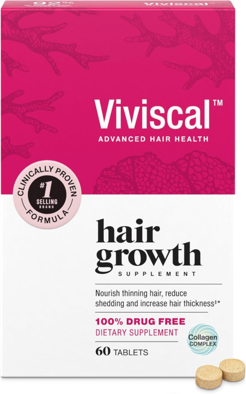 Viviscal Women's Hair Growth Supplement – Nourish Thinning Hair and Increase Hair Thickness – With AminoMar Collagen, Biotin, Zinc, Vitamin C, and Iron – 60 Tablets (30-Day Supply) : Beauty & Personal Care