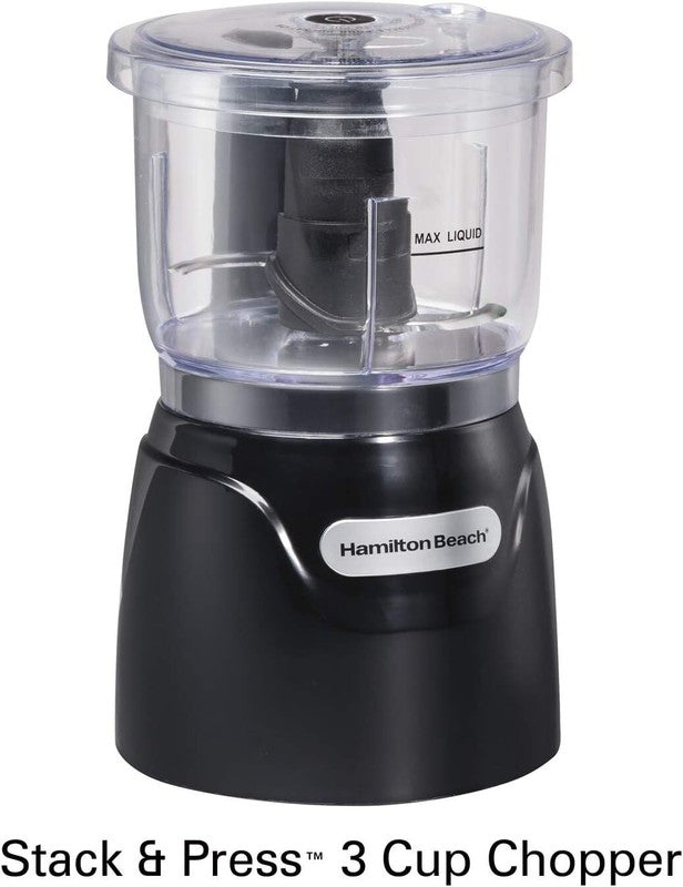Hamilton Beach Electric Vegetable Chopper & Mini Food Processor, 3-Cup, 350 Watts, for Dicing, Mincing, and Puree, Black (72850): Home & Kitchen