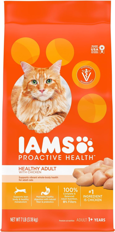 IAMS Proactive Health Healthy Adult Dry Cat Food with Chicken, 7 lb. Bag : Pet Supplies