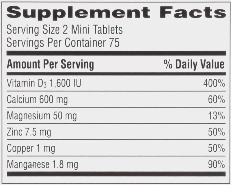 Caltrate Minis 600 Plus D3 Plus Minerals Calcium and Vitamin D Supplement Tablets, Bone Health and Mineral Supplement for Adults - 150 Count : Health & Household