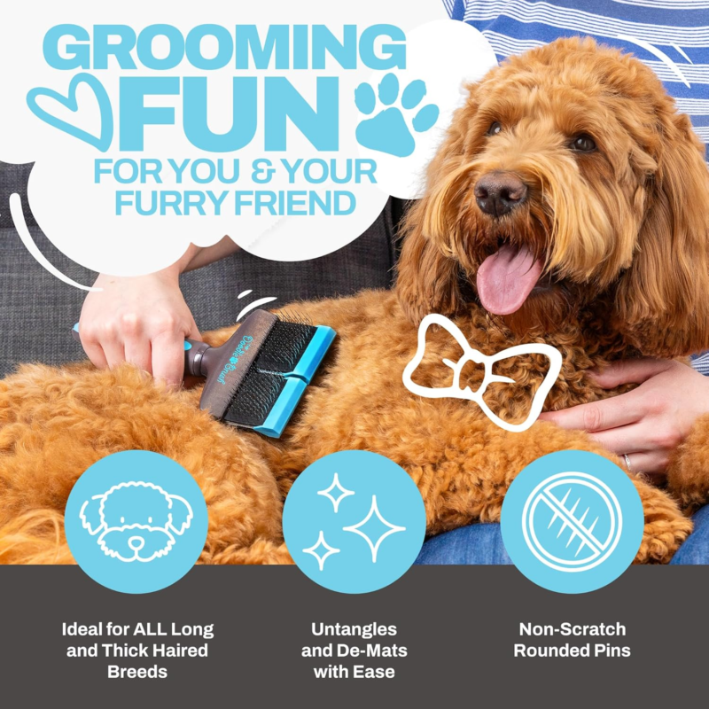 The Doodle Brush - Doodle Dog Brush, Cockapoo Goldendoodle Dog Slicker Brush, Poodle, Detangling Dog Brush, Long Haired Dog Brush (Double Head) : Pet Supplies