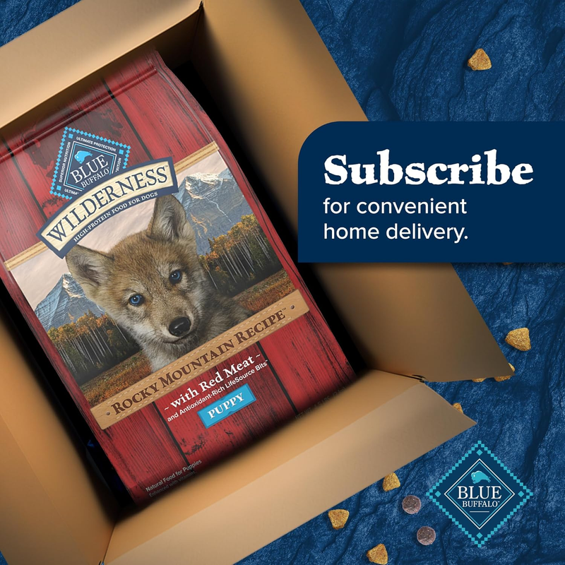 Blue Buffalo Wilderness Rocky Mountain Recipe High-Protein Dry Puppy Food with DHA, Made in the USA with Natural Ingredients Plus Wholesome Grains, Red Meat, 4.5-lb. Bag