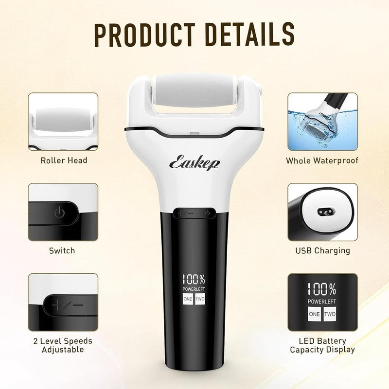 Electric Foot Callus Remover Easkep Rechargeable Portable Electronic Foot File Pedicure Tools, Waterproof 16 in 1 Callus Remover Kit, Professional Pedicure Kit for Dead Hard Cracked Dry Skin (Black) : Beauty & Personal Care