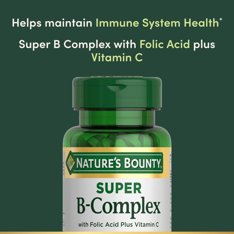 Nature's Bounty Super B Complex Vitamins with Vitamin C & Folic Acid, Vitamins for Immune & Cellular Energy Support, 150 Tablets : Health & Household