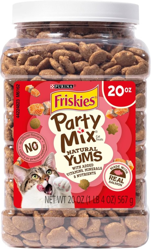 Purina Friskies Natural Cat Treats Party Mix Natural Yums With Real Salmon,20 oz