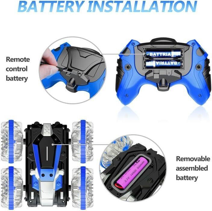 Amphibious RC Car 4WD Stunt Truck Waterproof Remote Control Toy for Boys Girls