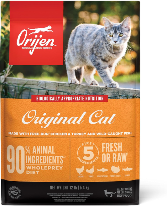 ORIJEN Original Cat, Grain Free Dry Cat Food for All Life Stages, with WholePrey Ingredients, 12lb : Everything Else