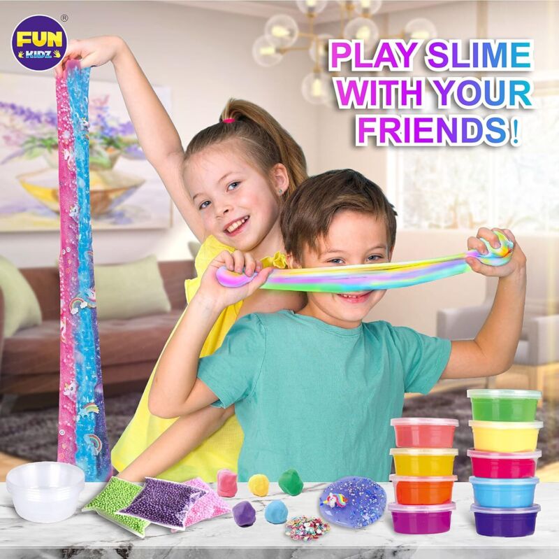 33 Cups Jumbo Slime Kit for Kids, FunKidz Premade Ultimate Slime Pack to DIY Soft, Cloud, Clear, Butter, Glitter, Glow in Dark Slime Making Kit Party Favors Gift Toys for Girls and Boys : Toys & Games