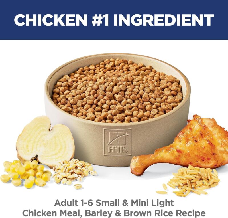 Hill's Science Diet Light , Adult 1-6, Small & Mini Breeds Weight Management Support, Dry Dog Food, Chicken & Barley, 4.5 lb Bag : Pet Supplies