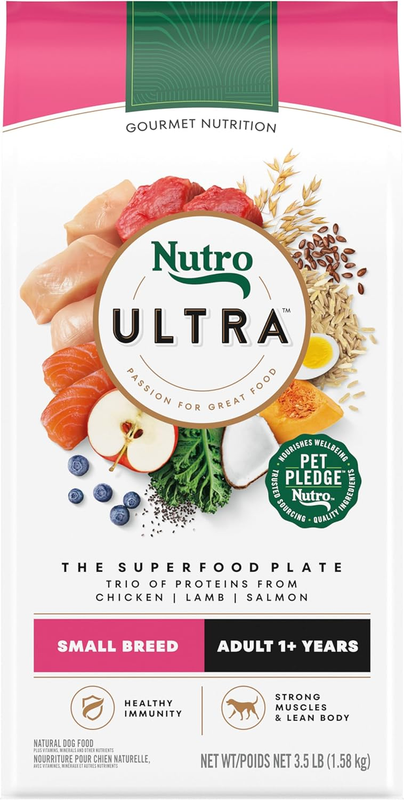 Nutro Ultra Adult Small Breed Dry Dog Food, Chicken, Lamb and Salmon Protein Trio, 3.5 lb. Bag : Pet Supplies