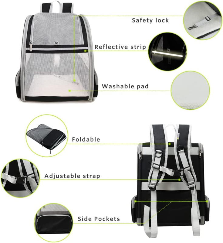 Texsens Innovative Traveler Bubble Backpack Pet Carriers for Cats and Dogs (Black) : Pet Supplies