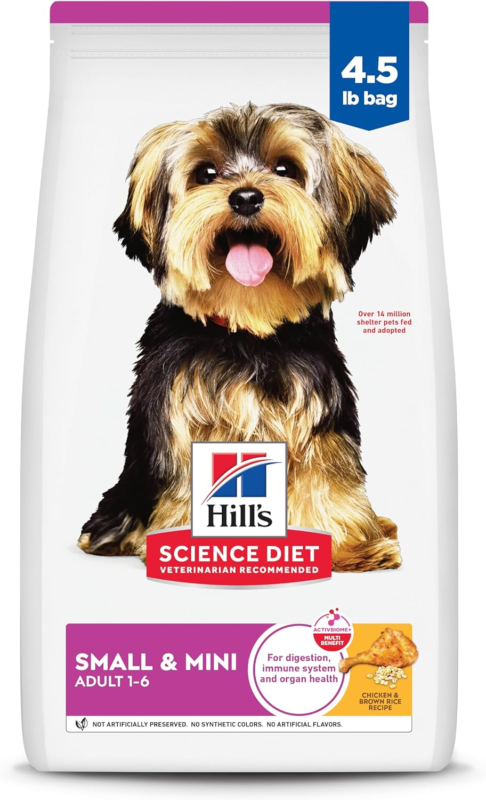 Hill's Science Diet Small & Mini, Adult 1-6, Small & Mini Breeds Premium Nutrition, Dry Dog Food, Chicken & Brown Rice, 4.5 lb Bag : Pet Supplies