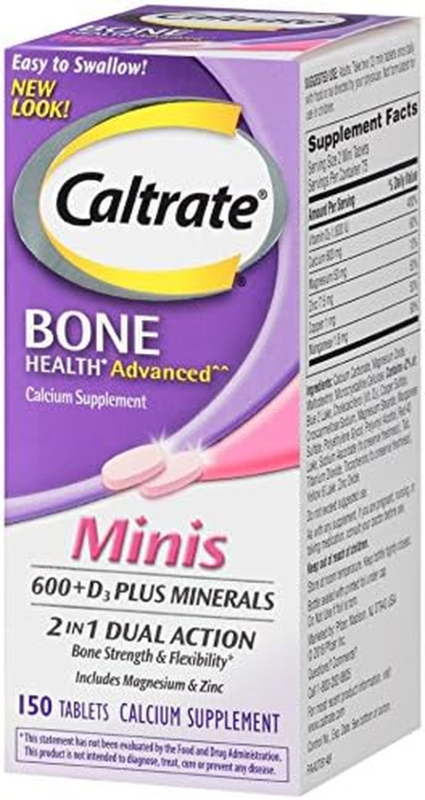 Caltrate Minis 600 Plus D3 Plus Minerals Calcium and Vitamin D Supplement Tablets, Bone Health and Mineral Supplement for Adults - 150 Count : Health & Household