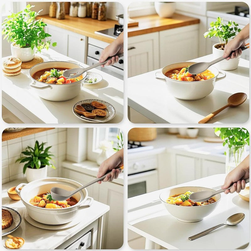 MOACC Silicone Kitchen Utensils Set 13" Heat Resistant BPA-Free Nonstick Light G