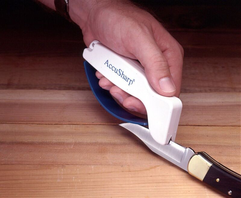 AccuSharp Knife Sharpener, Ergonomic Comfortable Handle, Compact & Easy to Use, Restore and Hone Straight & Serrated Knives, White : Home & Kitchen