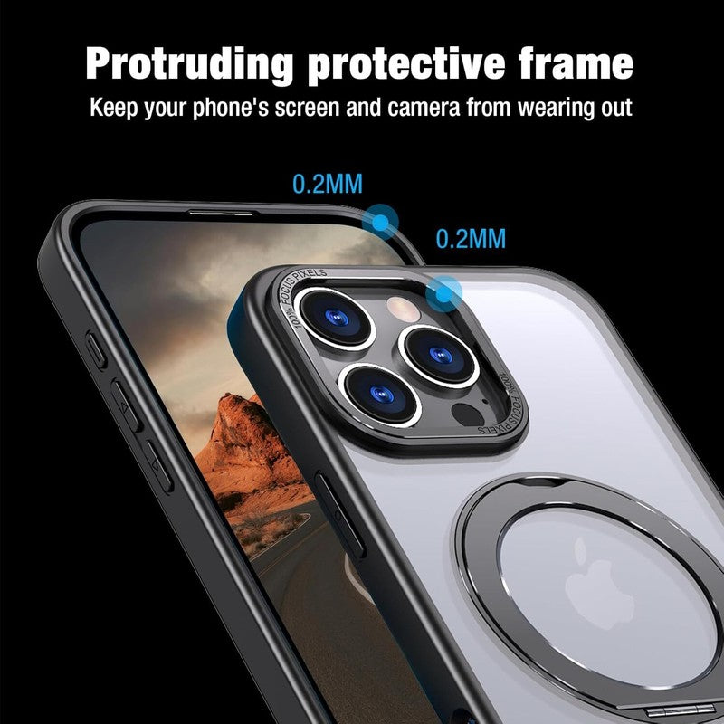 Bonkier for iPhone 16 Pro Case with Screen Protector & Lens Protector [15 FT Military Drop Protection] Magnetic Kickstand Compatible with MagSafe Slim Clear Case (Crystal Clear) : Cell Phones & Accessories