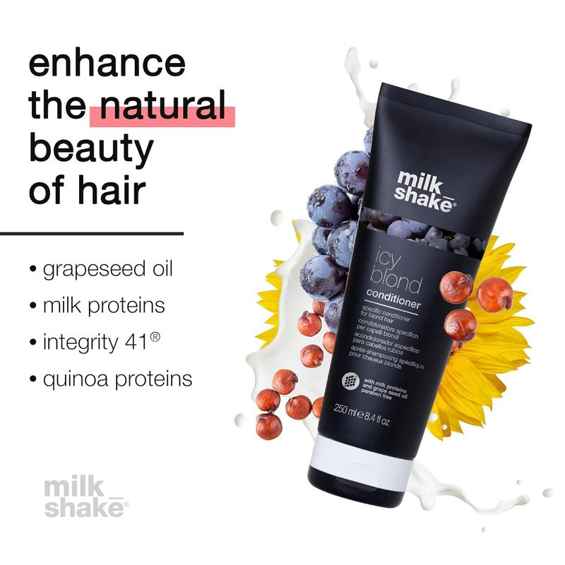 milk_shake icy blond conditioner | toning conditioner with black pigment to neutralize yellow and brass in platinum blonde hair | smooths, hydrates, and brightens cool tones | 8.4 Fl Oz : Beauty & Personal Care