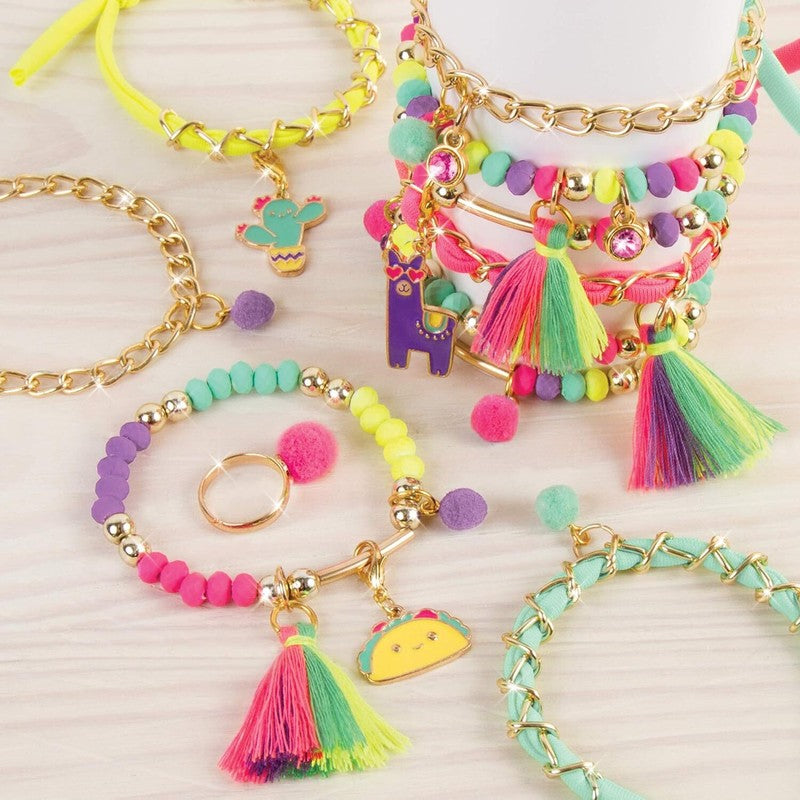 Make It Real: Neo-Brite Chains & Charms Kit - Create 10 Unique Cord & Tassel Charm Bracelets, 195 Pieces, Includes Play Tray,DIY Playful Charm & Jewelry Kit, Tweens & Girls, Arts & Crafts, Ages 8+ : Toys & Games