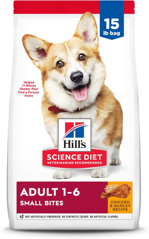 Hill's Science Diet Adult 1-6, Adult 1-6 Premium Nutrition, Small Kibble, Dry Dog Food, Chicken & Barley, 15 lb Bag : Pet Supplies