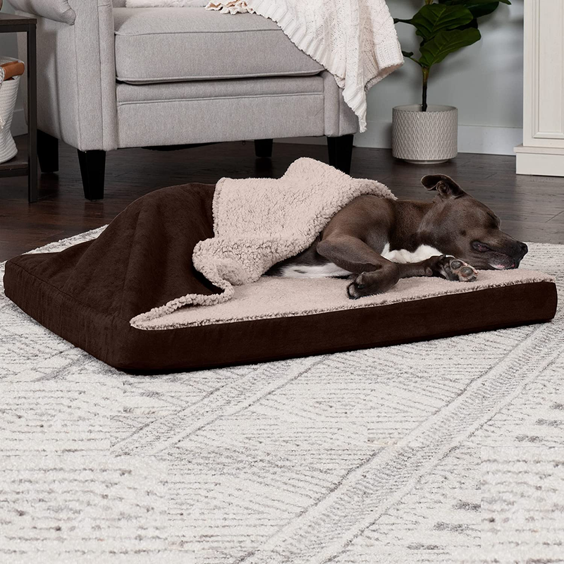 Furhaven Cooling Gel Dog Bed for Large/Medium Dogs w/ Removable Washable Cover, For Dogs Up to 55 lbs - Berber & Suede Blanket Top Mattress - Espresso, Large : Pet Supplies