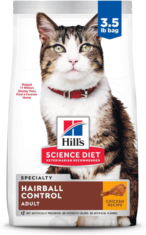 Hill's Science Diet Adult Hairball Control Chicken Recipe Dry Cat Food, 3.5 lbs. : Dry Pet Food : Pet Supplies