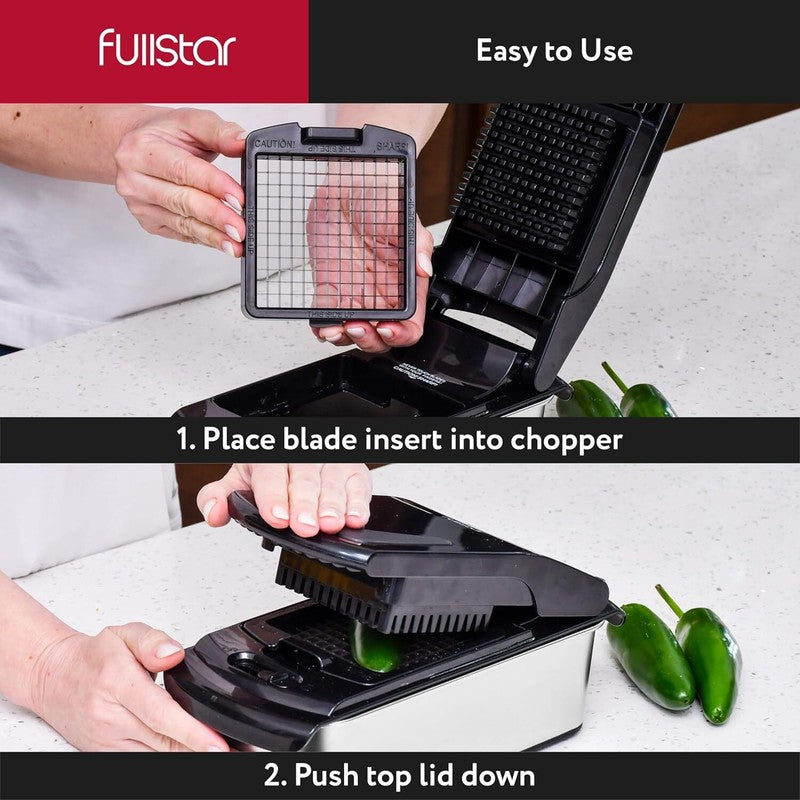 Fullstar Vegetable Chopper and Spiralizer - Food Chopper with Container, Fruit Slicer, Kitchen Gadgets & Accessories, Home Essentials (9 in 1, Stainless Steel): Home & Kitchen