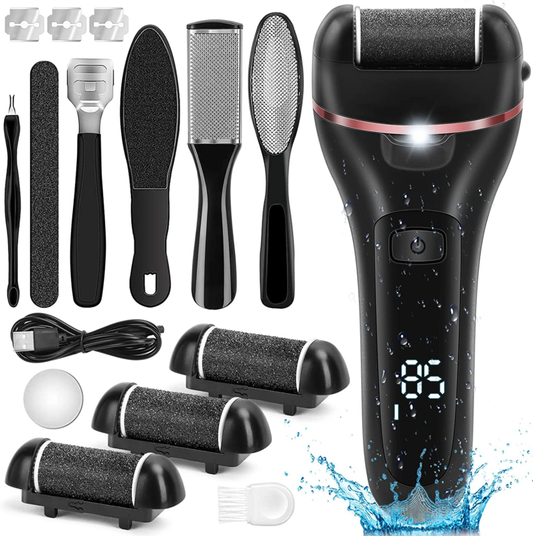 Electric Callus Remover for Feet, 2 Speed Electric Foot File, Rechargeable Foot Scrubber Pedicure kit for Cracked Heels and Dead Skin with 3 Roller Heads. : Beauty & Personal Care