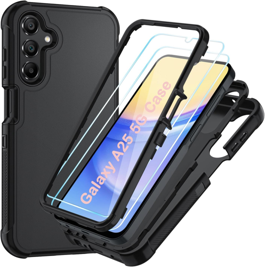 Galaxy A25 5G Case with HD Screen Protector Military-Grade Shockproof Black