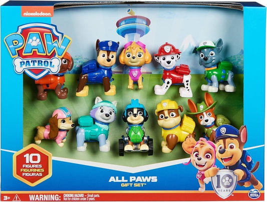 Paw Patrol, 10th Anniversary, All Paws On Deck Toy Figures Gift Pack with 10 Collectible Action Figures, Kids Toys for Ages 3 and up : Toys & Games