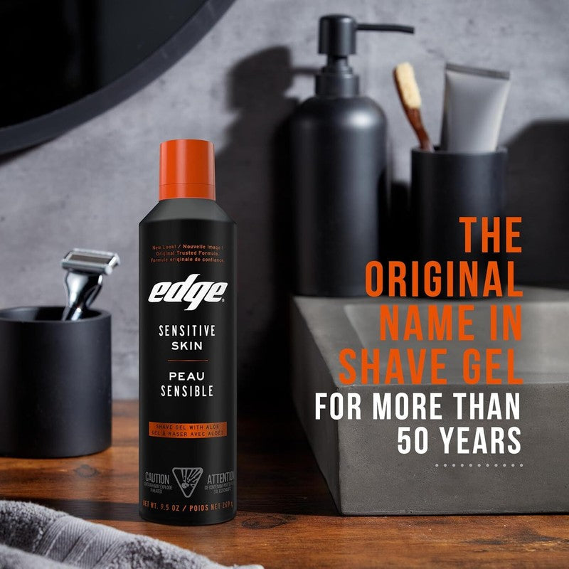 Edge Shaving Gel for Men, 9.5oz, 2 Pack Mens Shave Gel with Aloe, Mens Shaving Cream Sensitive Skin Shave Gel - Moisturizes, Protects, and Soothes : Beauty & Personal Care