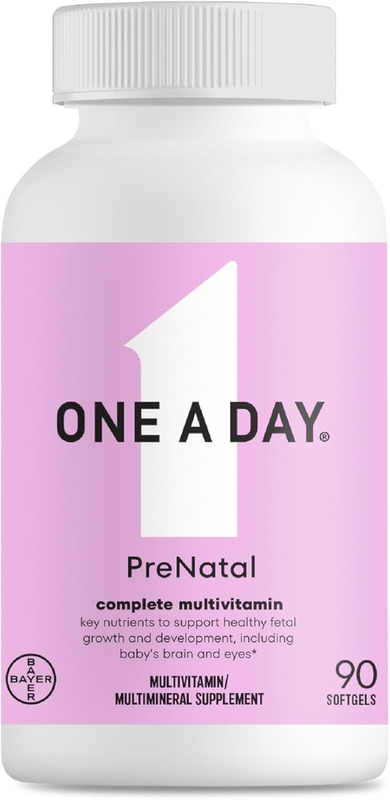 ONE A DAY Women's Prenatal 1 Multivitamin, Supplement for Before, During, and Post Pregnancy, Including Vitamins A, C, D, E, B6, B12, and Omega-3 DHA, 90 Count (Packaging May Vary) : Health & Household