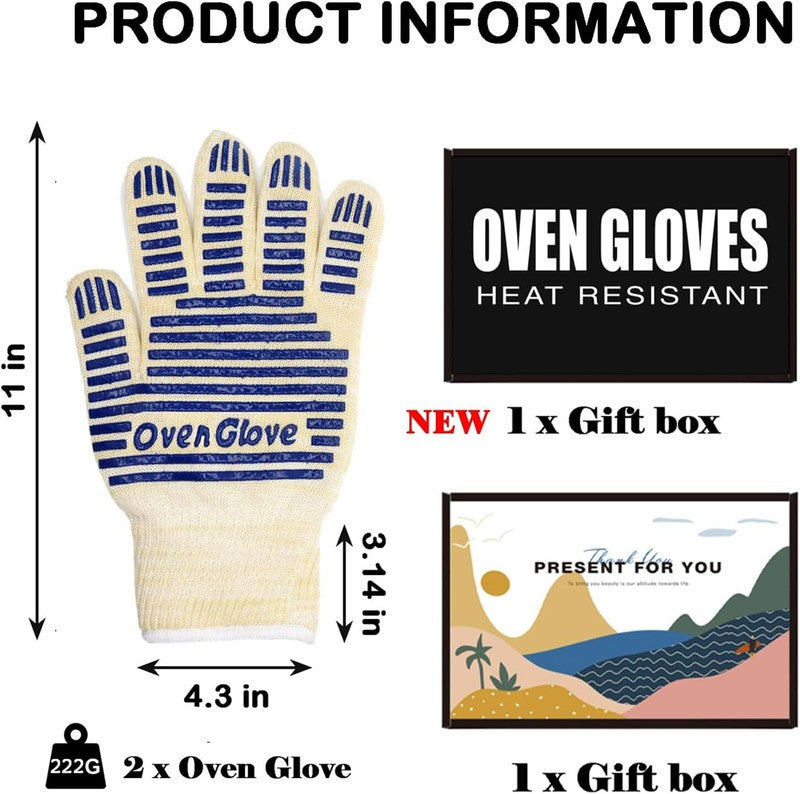 Oven Gloves, Heat Resistant 540 Degrees Grilling Gloves, Hot Surface Handler Non-Slip Silicone Oven Mitts with Fingers, BBQ Gloves for Cooking/Kitchen/Baking, Pack of 2 : Patio, Lawn & Garden