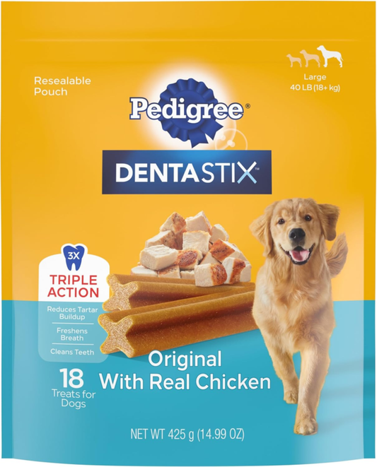 Pedigree Dentastix Large Breed Dog Treats, Original Flavor, 14.99 oz. Bag (18 Treats) : Pet Supplies