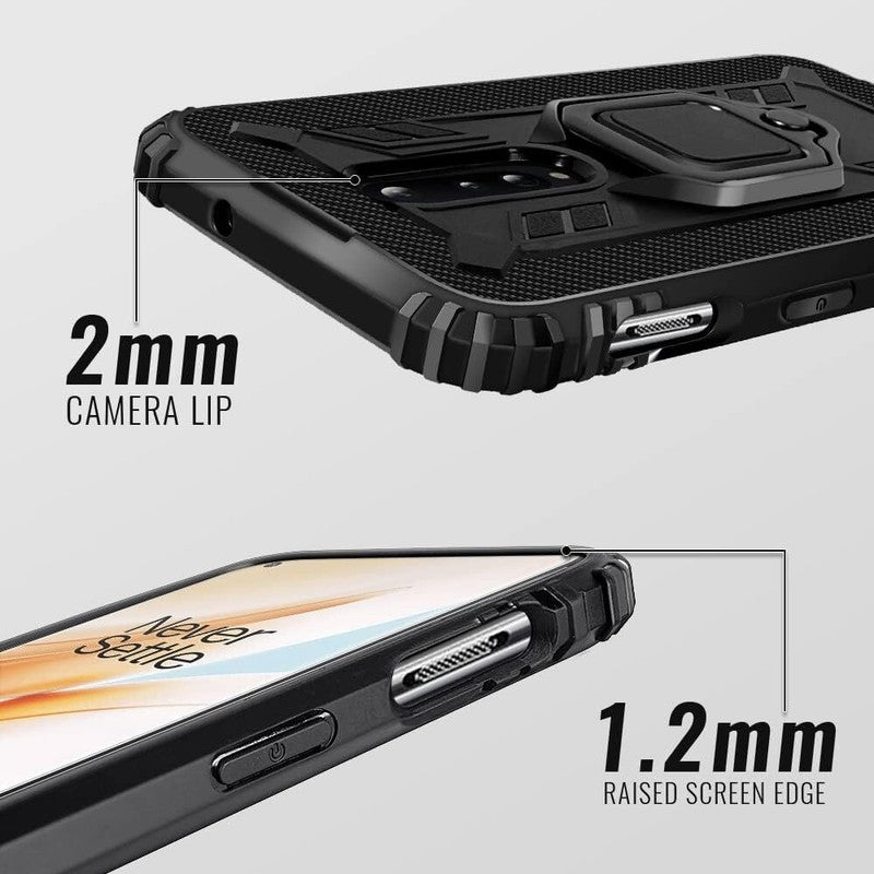 Shields Up OnePlus 8 Case with Kickstand Shockproof Slim Lightweight Black Cover