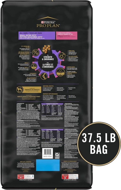 Purina Pro Plan High Protein, Small Bites Dog Food, SPORT 27/17 Lamb & Rice Formula - 37.5 lb. Bag : Pet Supplies