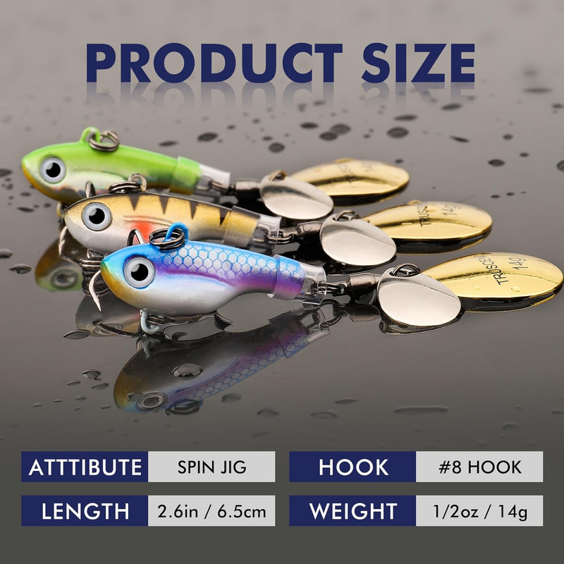 TRUSCEND Tail Spinner Fishing Lures, 2.6" 0.5oz Fishing Spoons with Rotating Swimbaits for Bass Pike Walleye, Freshwater Saltwater Fishing Baits, Fishing Gifts for Men Dad : Sports & Outdoors