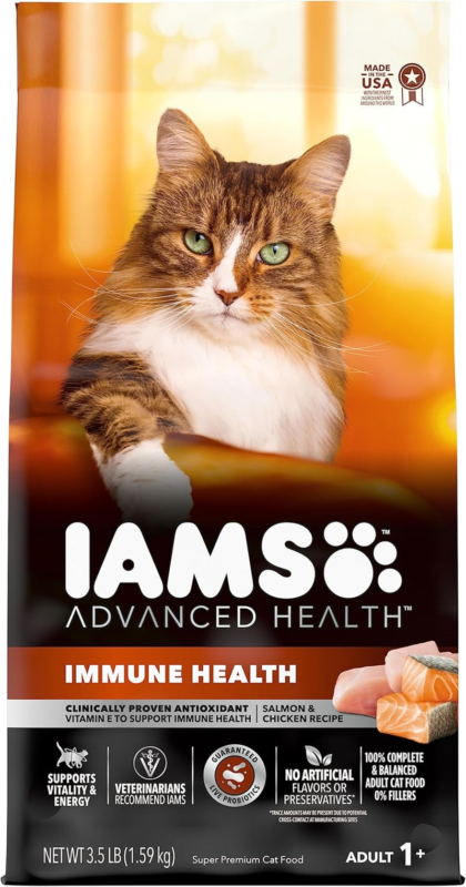 IAMS Advanced Health Immune Health Salmon and Chicken Recipe Adult Dry Cat Food, 3.5 lb. Bag : Pet Supplies